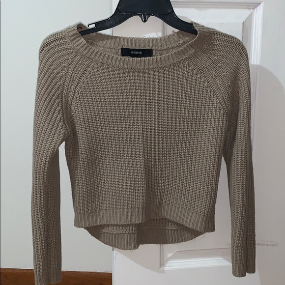 Forever 21 tan crop top sweater - Picture 1 of 4